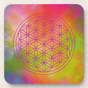 bloem van het leven, heilige geometrie, zen, chakr bier onderzetter