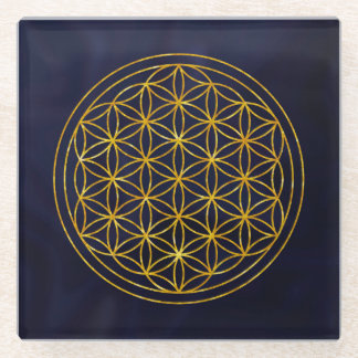 bloem van het leven, heilige geometrie, zen, chakr glazen onderzetter