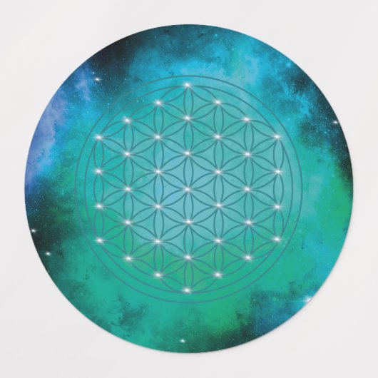 bloem van het leven, heilige geometrisch, mandala, labels (Design 2)