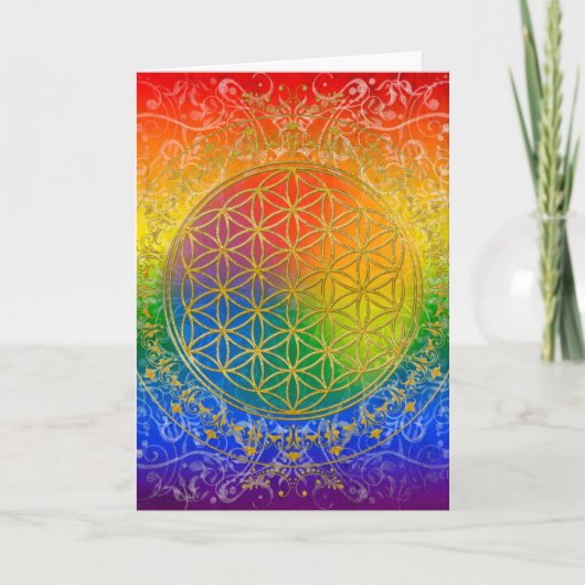 Bloem van het Leven - het goud van de Regenboog Kaart (Voorkant)
