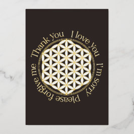 Bloem van het Leven Ho'oponopono Zwart & Wit Folie Feestdagenkaart