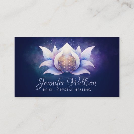 Bloem van het leven in lotusbloem - Cosmic Flow Visitekaartje (Voorkant)
