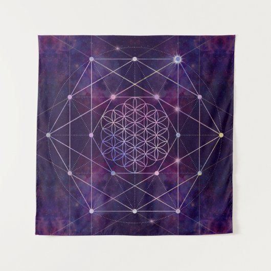 Bloem van het leven in Nebula - lucht Wandkleed (Voorkant (horizontaal))