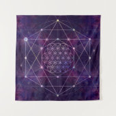 Bloem van het leven in Nebula - lucht Wandkleed (Voorkant)