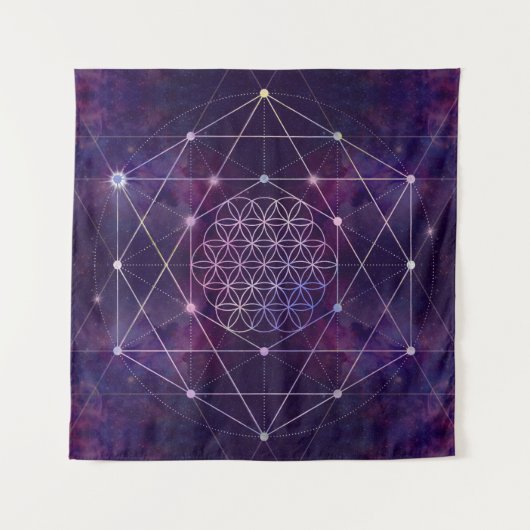 Bloem van het leven in Nebula - lucht Wandkleed (Voorkant)