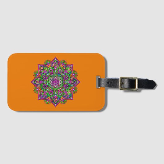 Bloem van het Leven - Indiase Mandala 1 Bagagelabel (Voorkant (horizontaal))