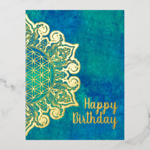 Bloem van het Leven - Indiase Mandala 2 Folie Feestdagen Briefkaart