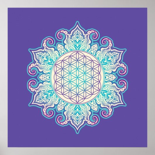 Bloem van het Leven - Indiase Mandala 2 Poster (Voorkant)