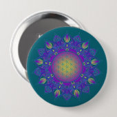 Bloem van het Leven - Indiase Mandala 3 Ronde Button 4,0 Cm (Voorkant /achterkant)