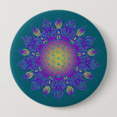 Bloem van het Leven - Indiase Mandala 3 Ronde Button 4,0 Cm (Voorkant)