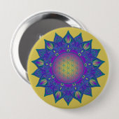 Bloem van het Leven - Indiase Mandala 3 Ronde Button 4,0 Cm (Voorkant /achterkant)