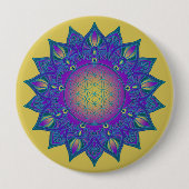 Bloem van het Leven - Indiase Mandala 3 Ronde Button 4,0 Cm (Voorkant)