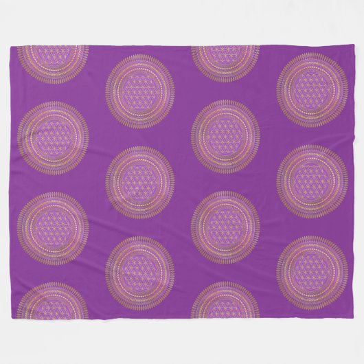 Bloem van het leven - inheemse Mandala 4 Fleece Deken (Voorkant (Horizontaal))