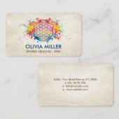 Bloem van het leven - kleurrijke splaatster visitekaartje (Voorkant / Achterkant)