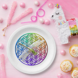 Bloem van het Leven libel kunst heilige geometrie Papieren Bordje