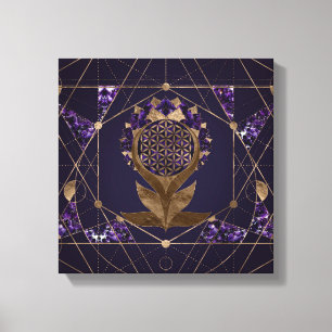 Bloem van het leven Lotus - Gesacred Geometry Orna Canvas Afdruk