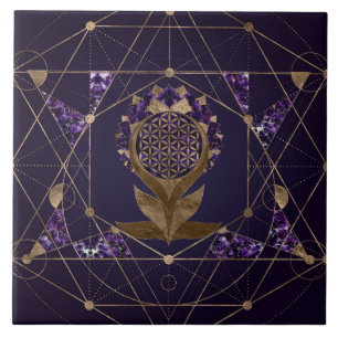 Bloem van het leven Lotus - Gesacred Geometry Orna Tegeltje