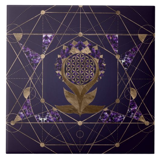 Bloem van het leven Lotus - Gesacred Geometry Orna Tegeltje (Voorkant)