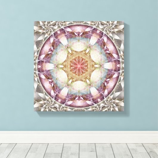 Bloem van het Leven Mandala 13 Ingewikkeld Canvas (Insitu (Houten vloer))