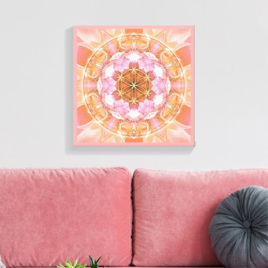 Bloem van het Leven Mandala 18 Ingewikkeld Canvas  (Insitu (Woonkamer))