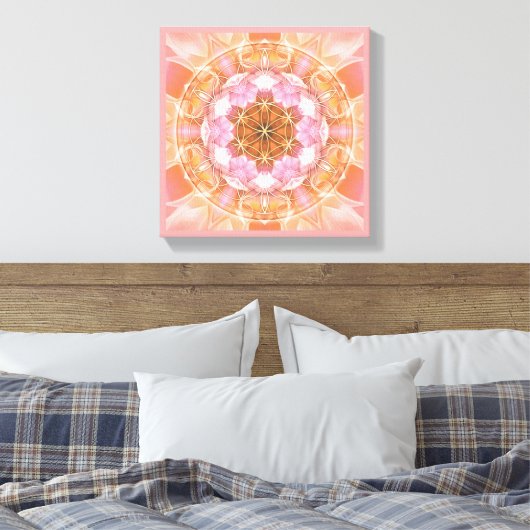 Bloem van het Leven Mandala 18 Ingewikkeld Canvas (Insitu (Slaapkamer))