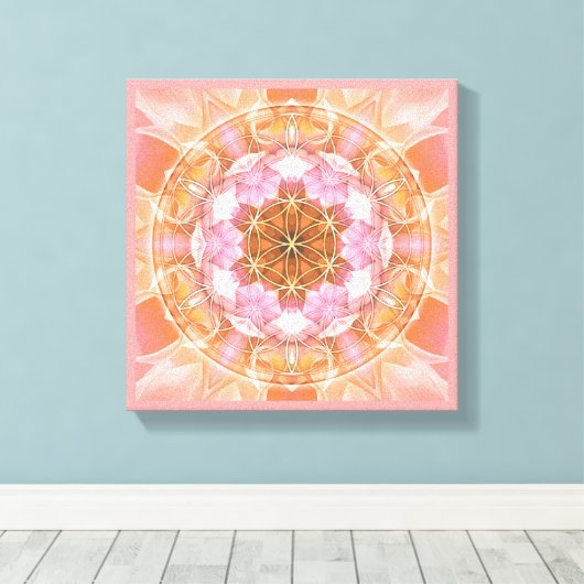 Bloem van het Leven Mandala 18 Ingewikkeld Canvas  (Insitu (Houten vloer))