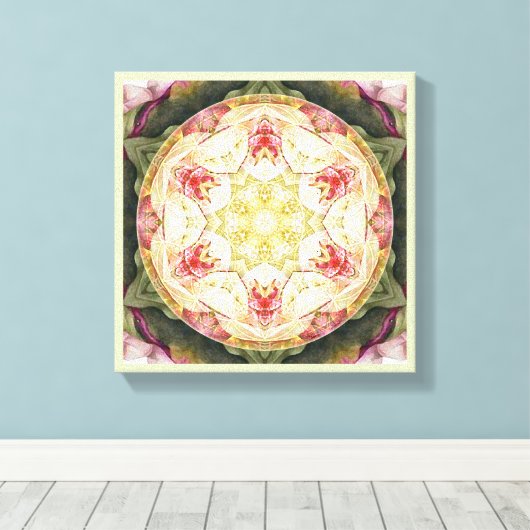 Bloem van het Leven Mandala 6 Verpakte Canvas Prin (Insitu (Houten vloer))