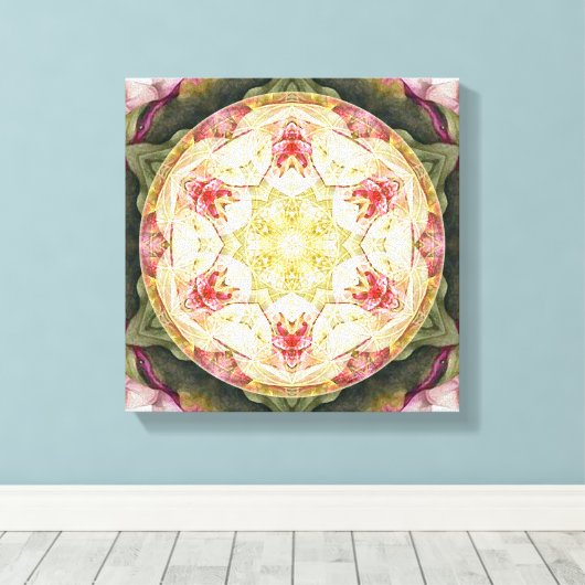 Bloem van het Leven Mandala 6 Verpakte Canvas Prin (Insitu (Houten vloer))