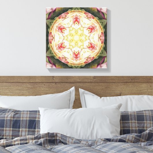 Bloem van het Leven Mandala 6 Verpakte Canvas Prin (Insitu (Slaapkamer))