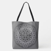 Bloem van het leven Mandala Grey Tote Bag (Achterkant)