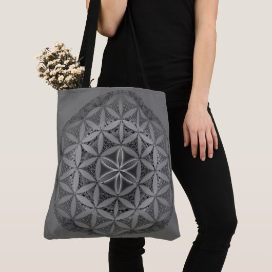 Bloem van het leven Mandala Grey Tote Bag (Dichtbij)
