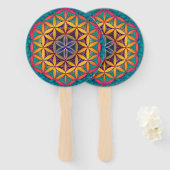 Bloem van het leven Mandala Handwaaier (Voorkant en achterkant)