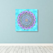 Bloem van het Leven - Mandala in Indiase Stijl 2 Canvas Afdruk (Insitu (Houten vloer))