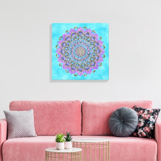Bloem van het Leven - Mandala in Indiase Stijl 2 Canvas Afdruk (Insitu (Woonkamer))