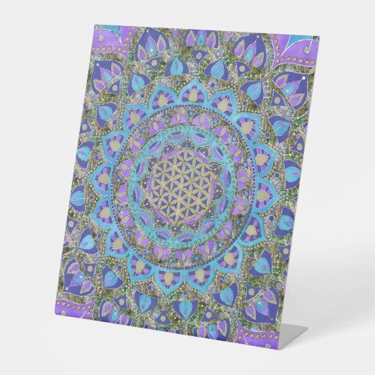 Bloem Van Het Leven - Mandala in Indiase Stijl 2 Reclamebord Met Voetstuk (Voorkant)