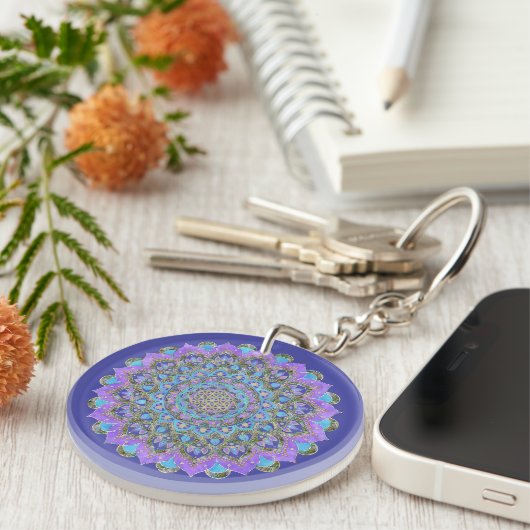 Bloem van het Leven - Mandala in Indiase Stijl 2 Sleutelhanger (Voorkant Rechts)