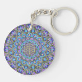 Bloem van het Leven - Mandala in Indiase Stijl 2 Sleutelhanger (Achterkant)