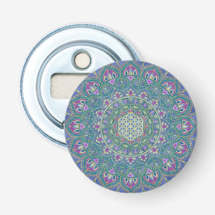 Bloem van het Leven - Mandala India Stijl 1 Button Flesopener