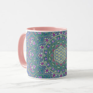Bloem van het Leven - Mandala India Stijl 1 Mok