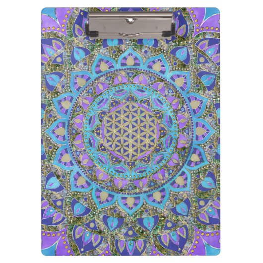 Bloem van het Leven - Mandala India Stijl 2 Klembord (Voorkant)