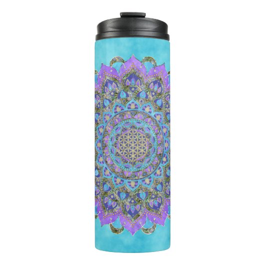Bloem van het Leven - Mandala India Stijl 2 Thermosbeker (Voorkant)