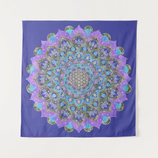 Bloem van het Leven - Mandala India-stijl 2 Wandkleed (Voorkant)