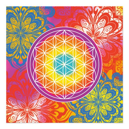 Bloem van het leven mandala zen foto afdruk (Voorkant)