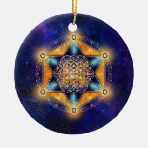 Bloem van het leven Merkaba Star - Heilige Geometr Keramisch Ornament