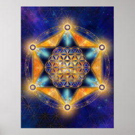 Bloem van het leven Merkaba Star - Heilige Geometr Poster