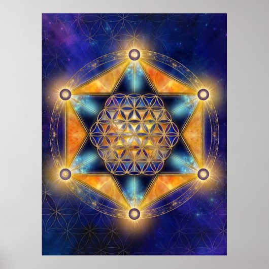 Bloem van het leven Merkaba Star - Heilige Geometr Poster (Voorkant)
