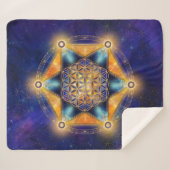 Bloem van het leven Merkaba Star - Heilige Geometr Sherpa Deken (Voorkant (horizontaal))