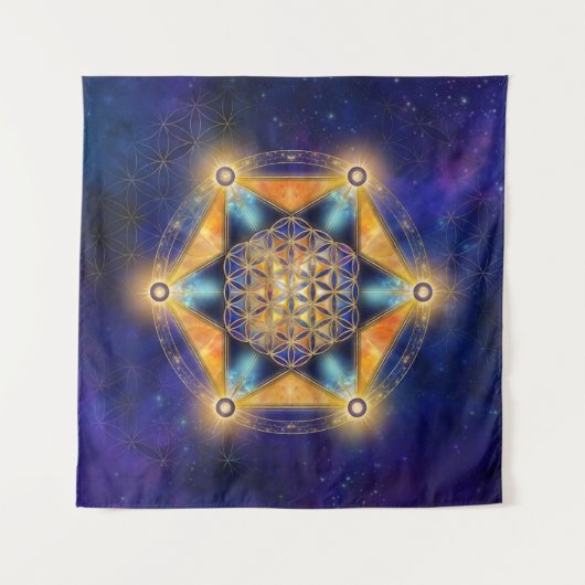 Bloem van het leven Merkaba Star - Heilige Geometr Wandkleed (Voorkant (horizontaal))