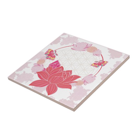 Bloem van het Leven met Lotus Tegeltje (Zijkant)