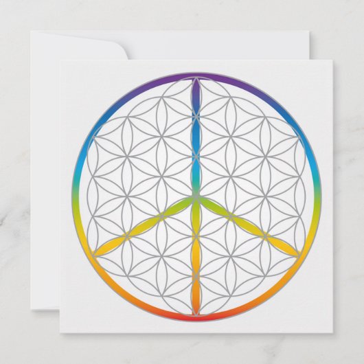 Bloem van het Leven Ontwerp Vrede + Liefdessymbool Feestdagenkaart (Voorkant)